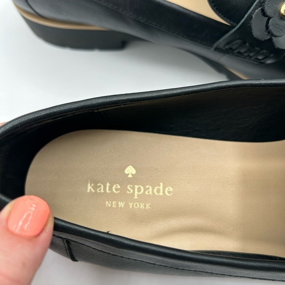 Kate Spade Women's Sz. 11 Black Leather Floral Detail Karisa Loafers - Picture 10 of 12